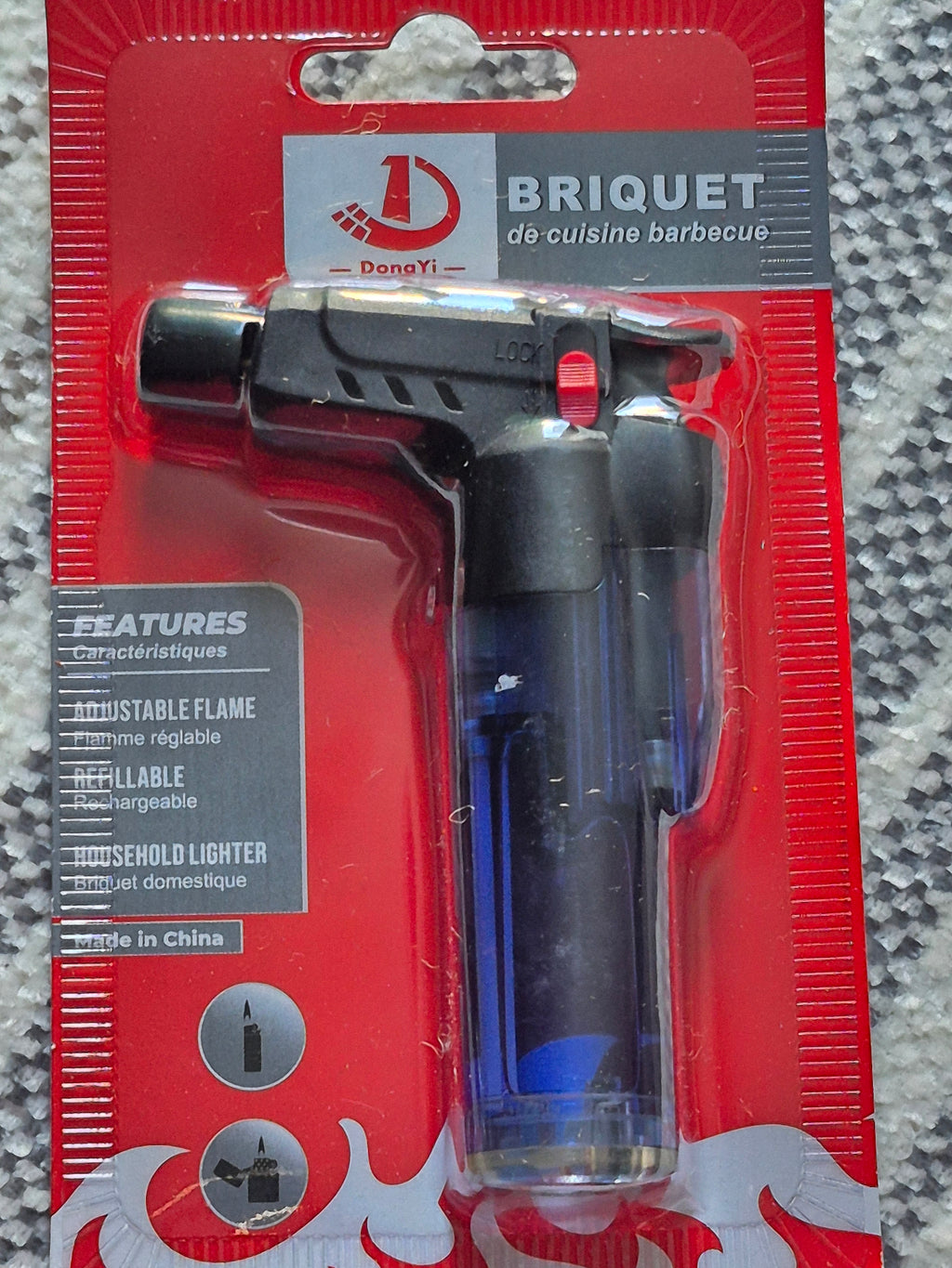 Briquet chalumeau DongYi bleu, rechargeable