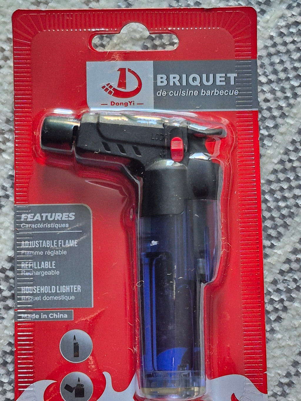 Briquet chalumeau DongYi bleu, rechargeable