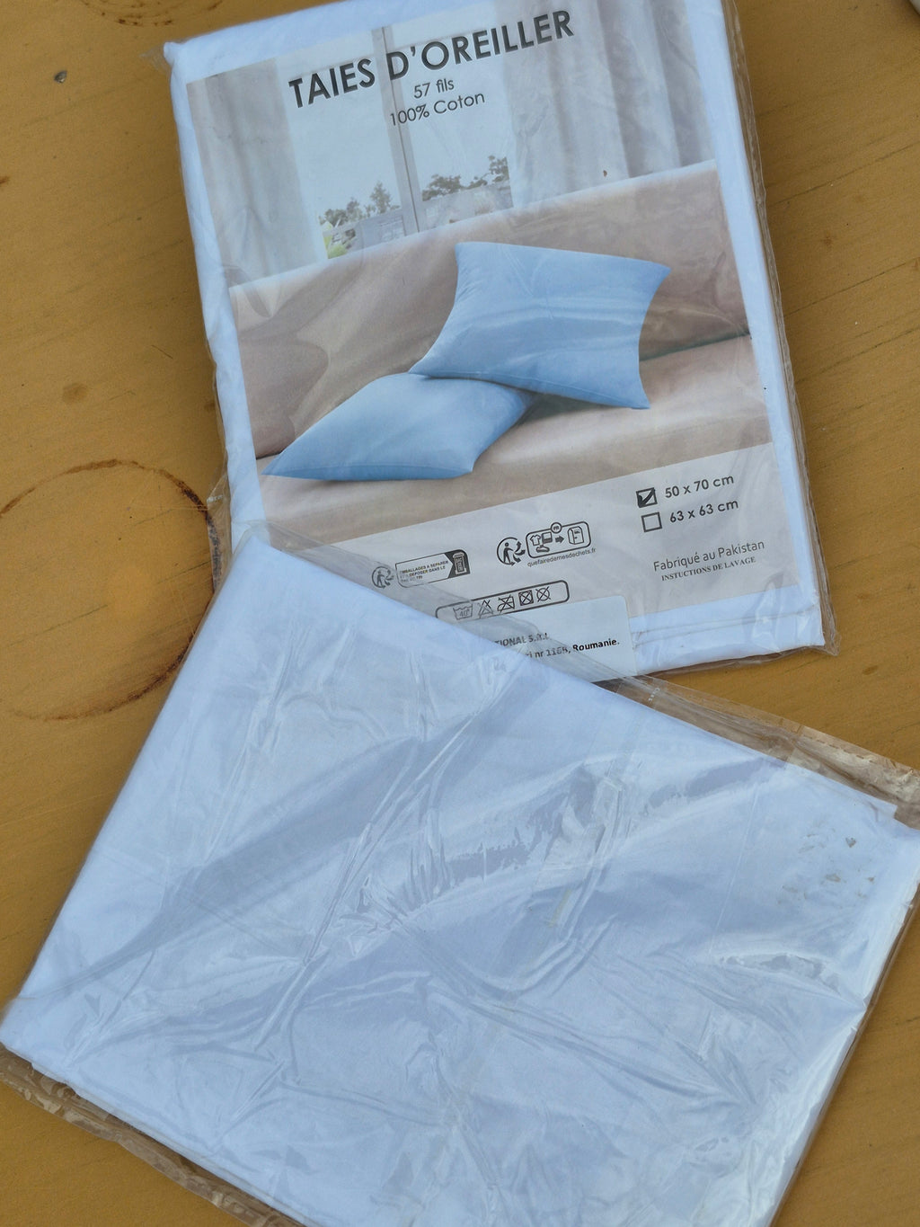 Taies d’oreiller bleu clair 50 × 70 cm – 100 % coton