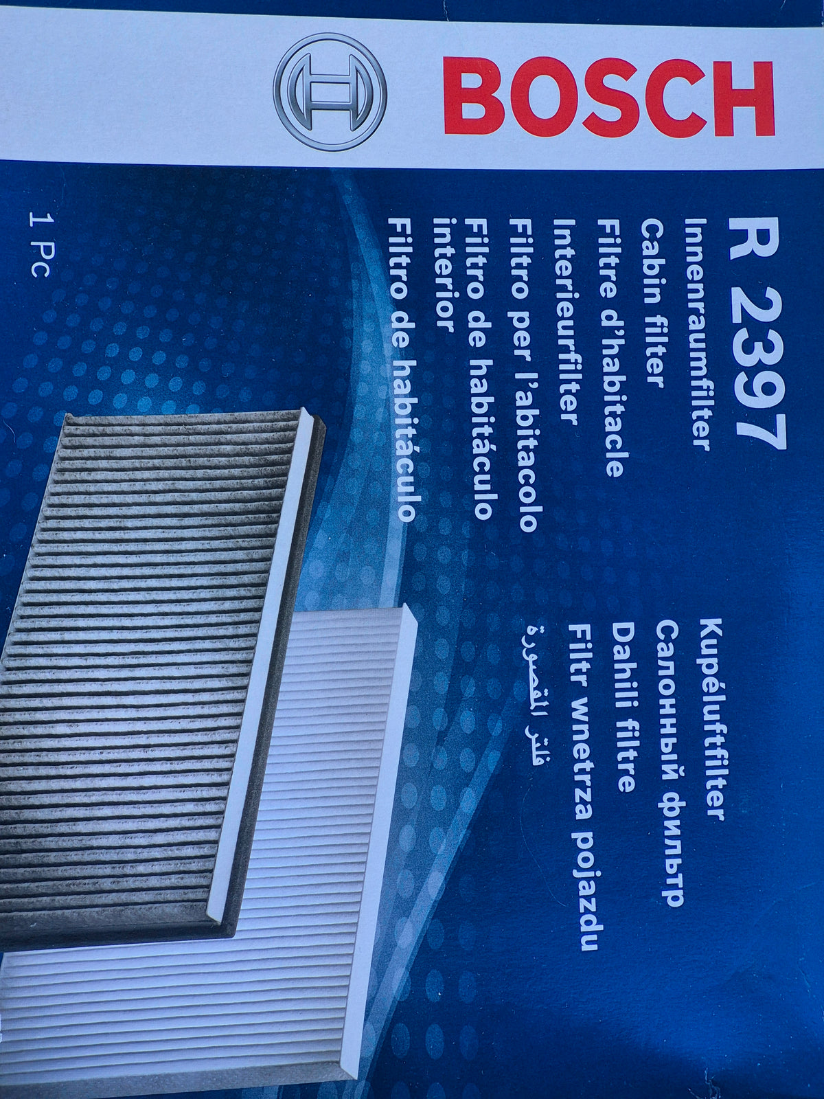 Boîte du filtre d’habitacle Bosch R 2397