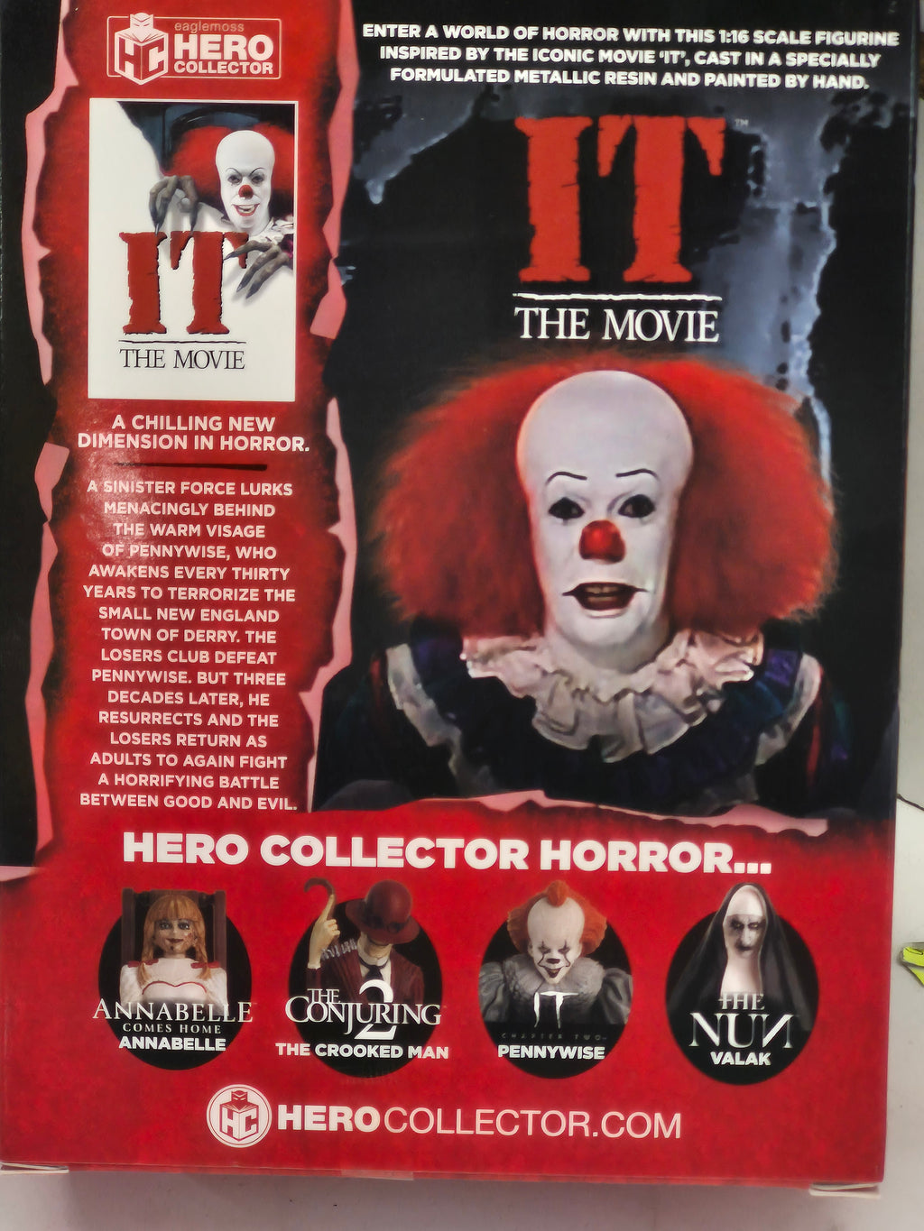 Dos de la boîte de la figurine Pennywise IT The Movie Hero Collector