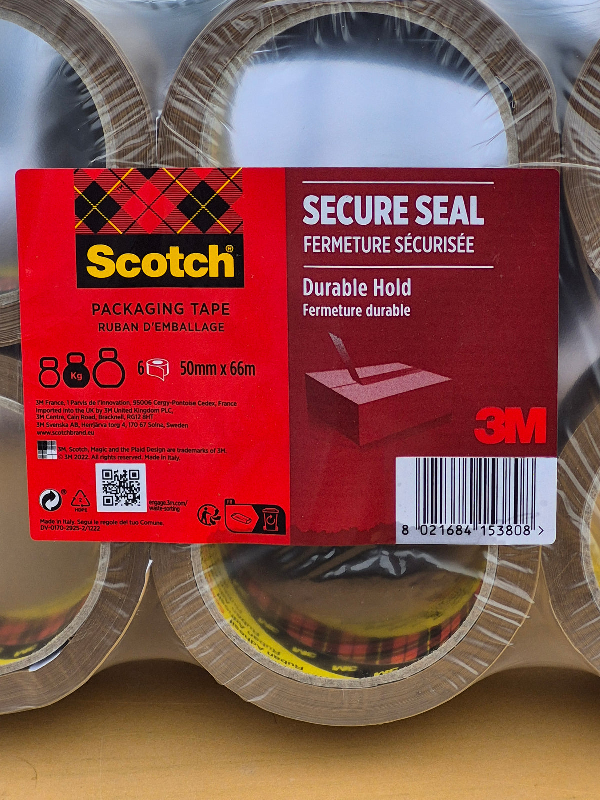 Ruban d’emballage Scotch Secure Seal – pack de 6 rouleaux